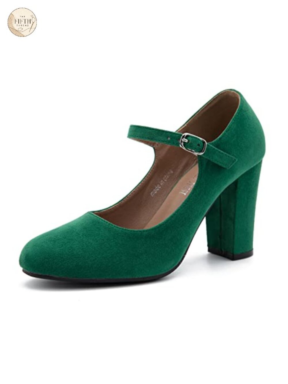 Mary Jane Pumps Closed Round Toe Block Heel Ankle Strap Buckle 3.54 Inch Heel